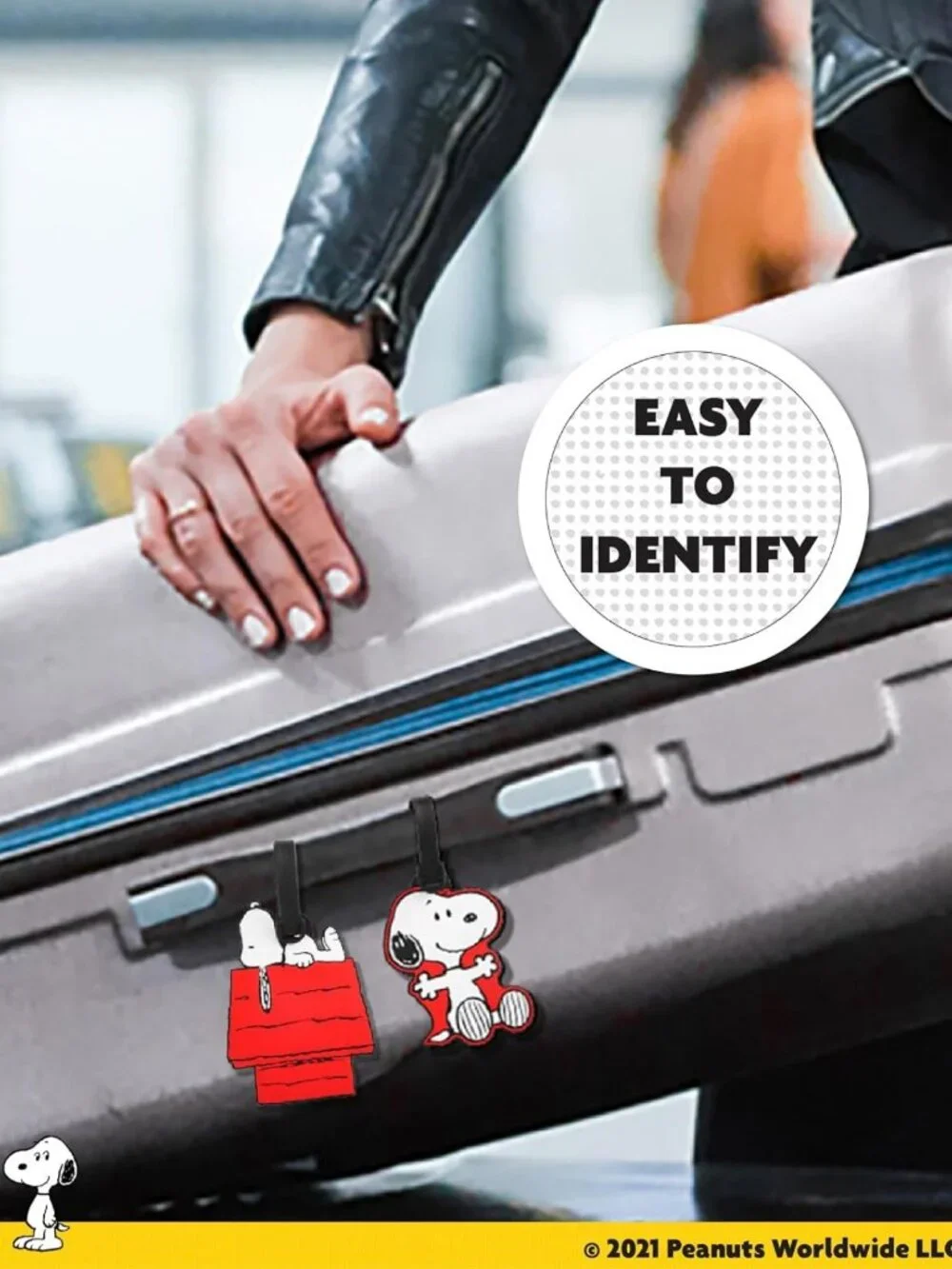 Snoopy Luggage Tags Set of 4 - Cute Travel Accessories for Kids & Adults